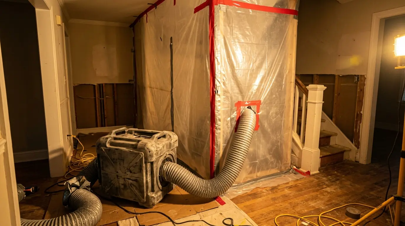 Containment and Negative Air on a Charlotte mold remediation job