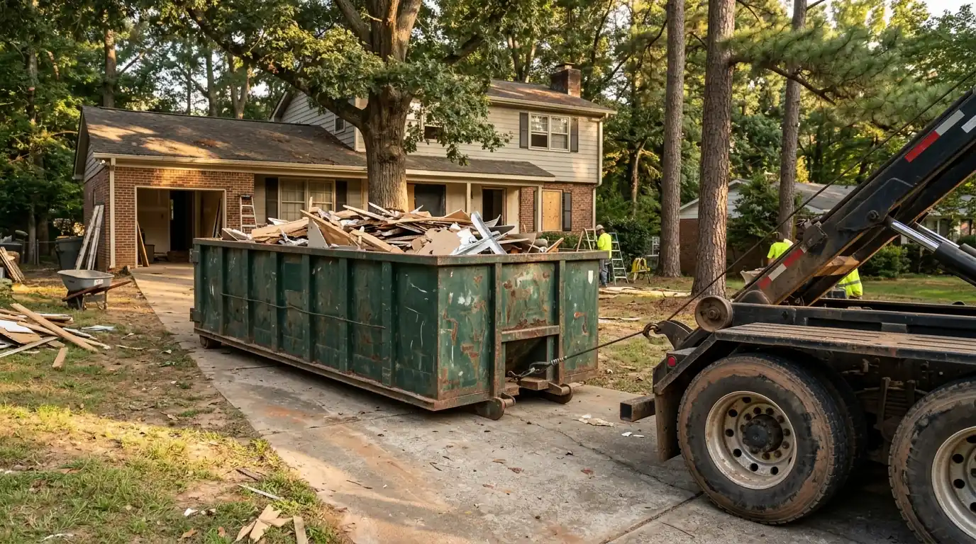 Dumpster and Haul-Off on a Charlotte selective demolition & debris removal job