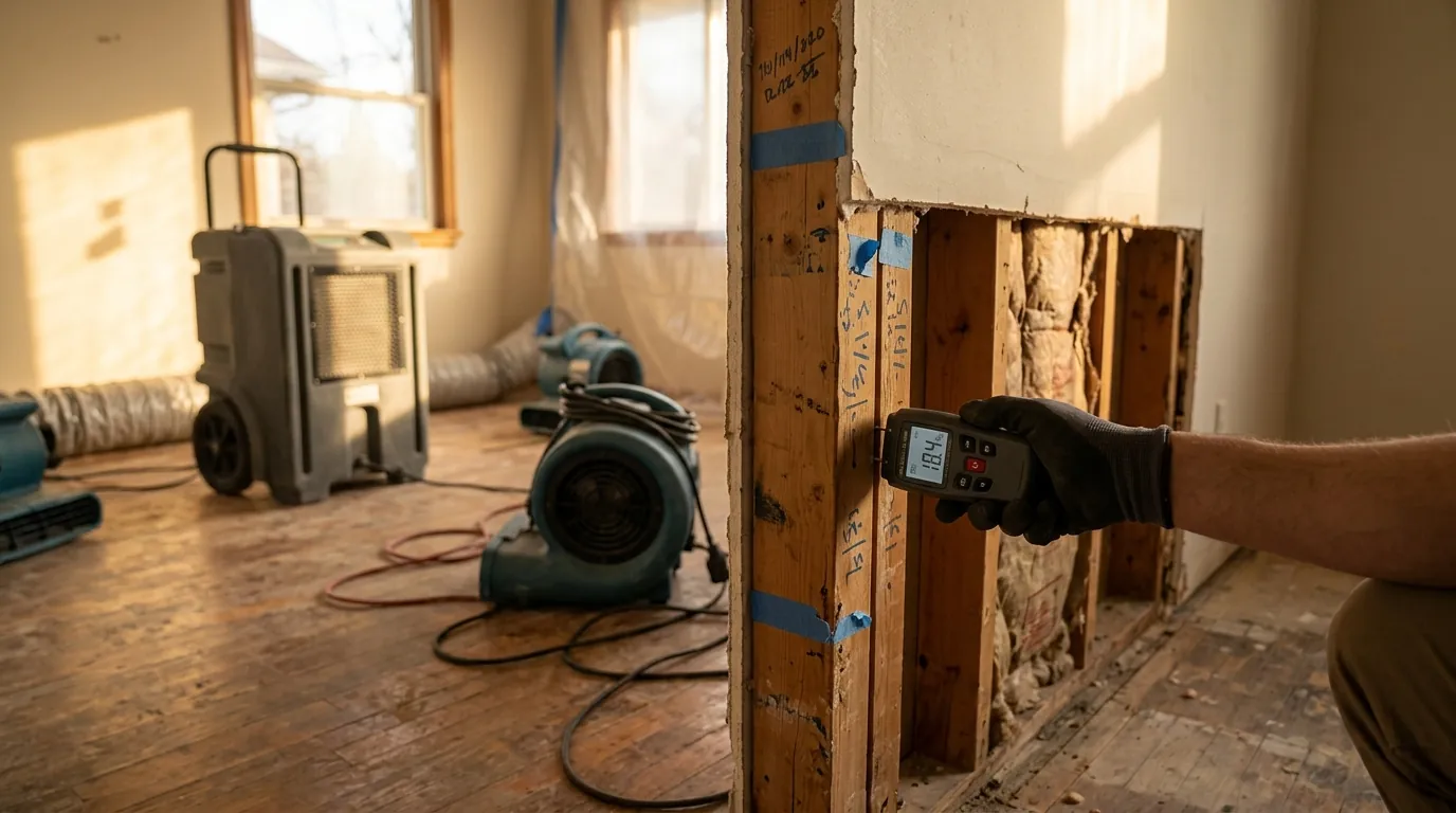 Daily Moisture Monitoring on a Charlotte structural drying & dehumidification job