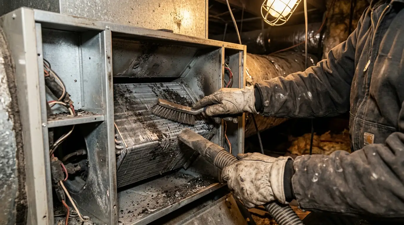 Coil, Blower and Plenum Cleaning on a Charlotte hvac & duct cleaning after a fire job