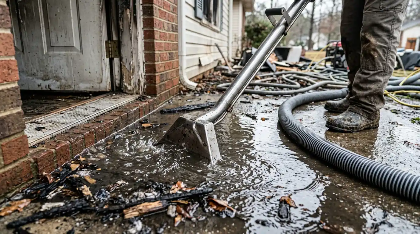 Standing Water Removal on a Charlotte water extraction after firefighting job