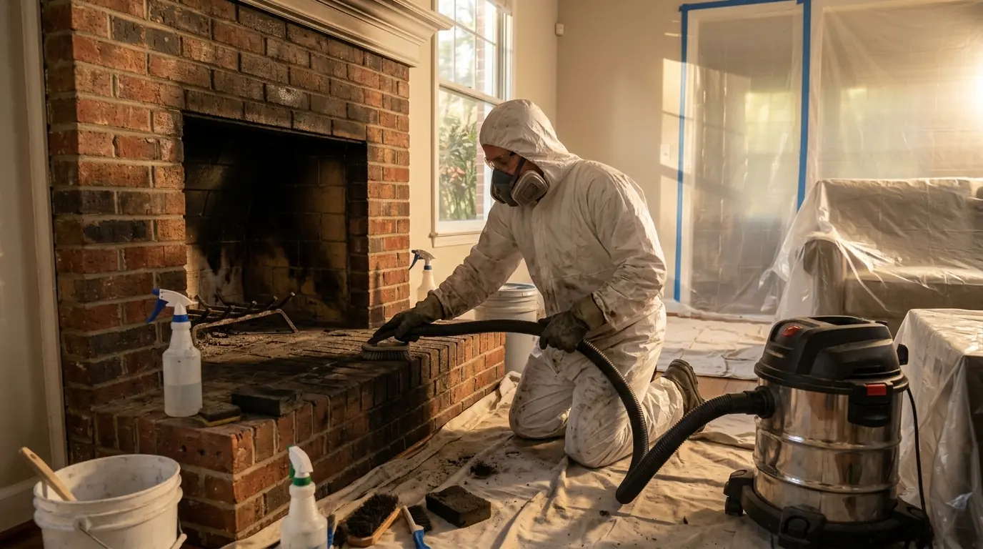 Chimney & Fireplace Smoke Cleanup in a Charlotte home