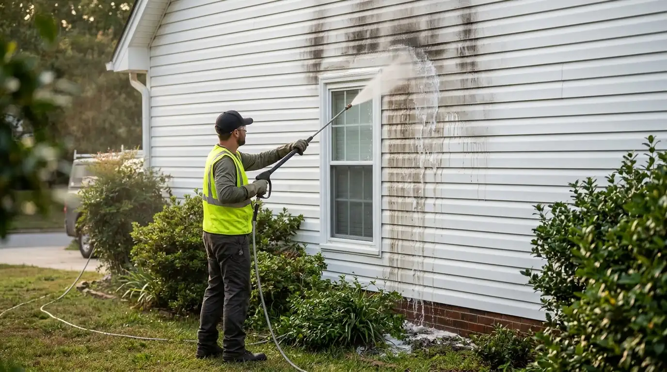 Exterior Soot & Siding Cleaning in a Charlotte home