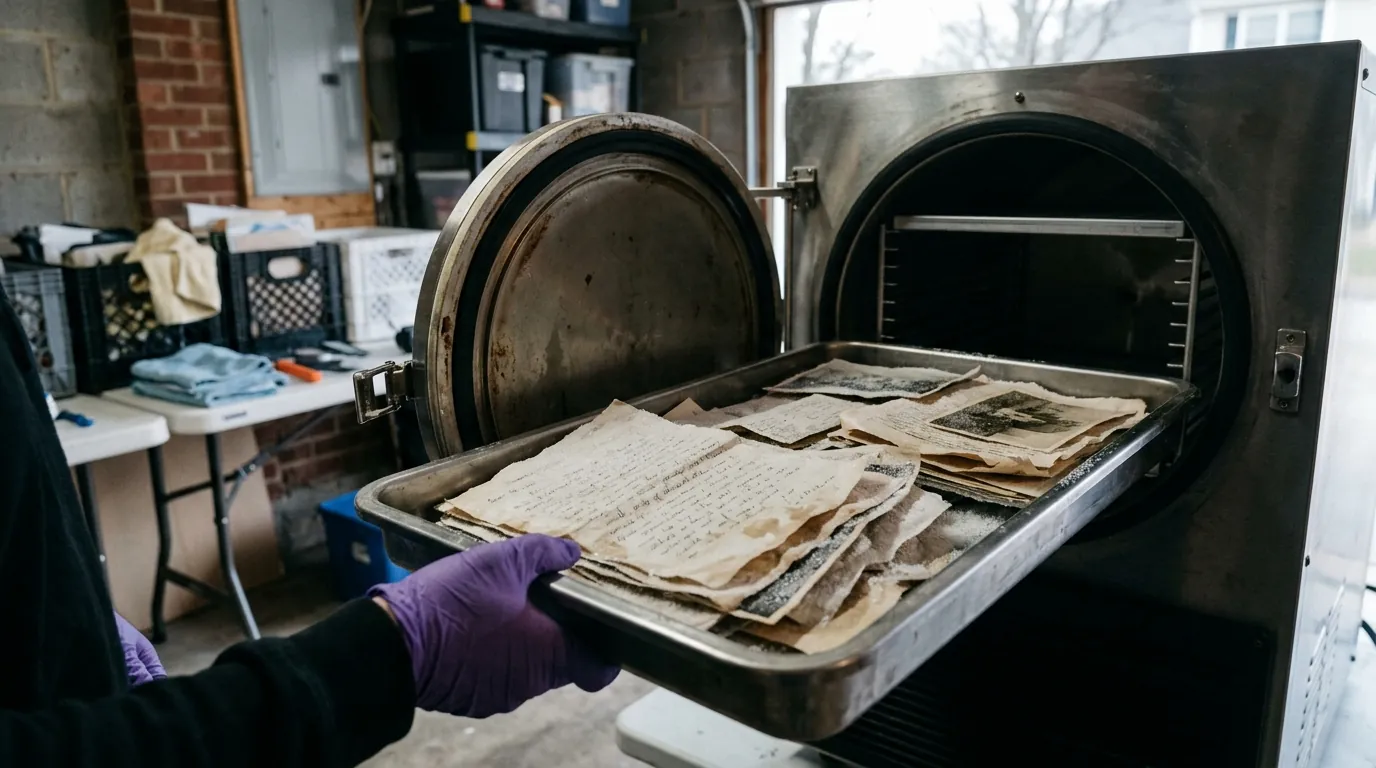 Freeze-Drying Water-Soaked Paper on a Charlotte document & photo restoration job