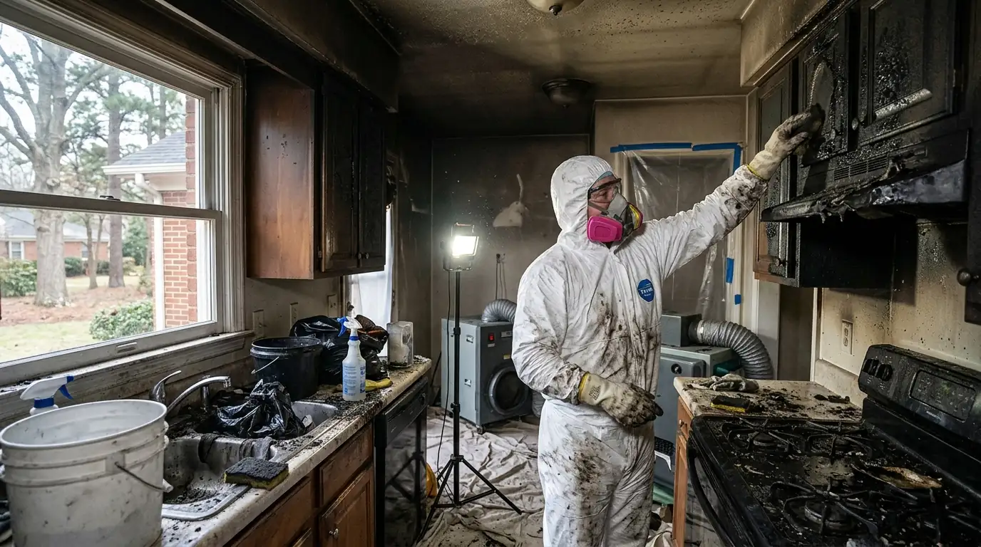 Kitchen & Grease Fire Cleanup in a Charlotte home