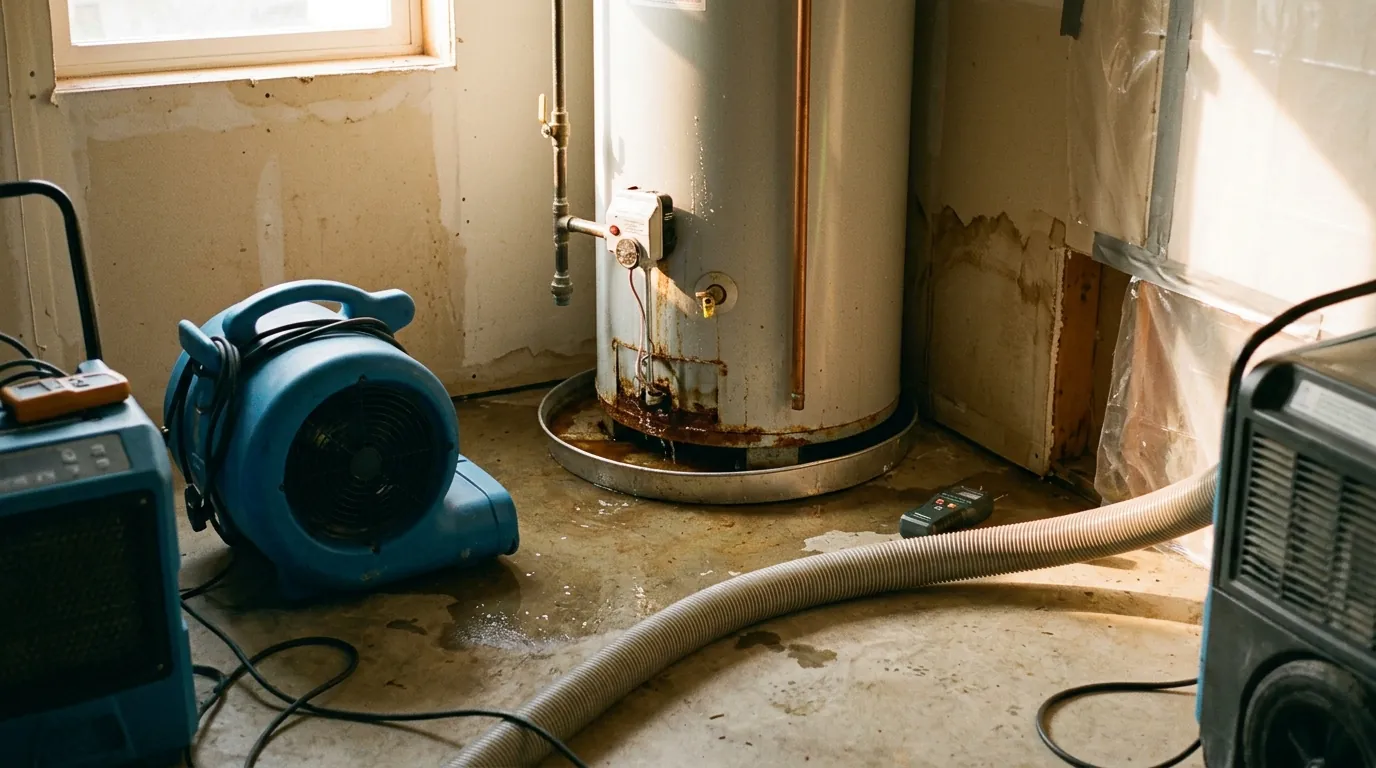 Appliance and Water Heater Leaks on a Charlotte water damage restoration job
