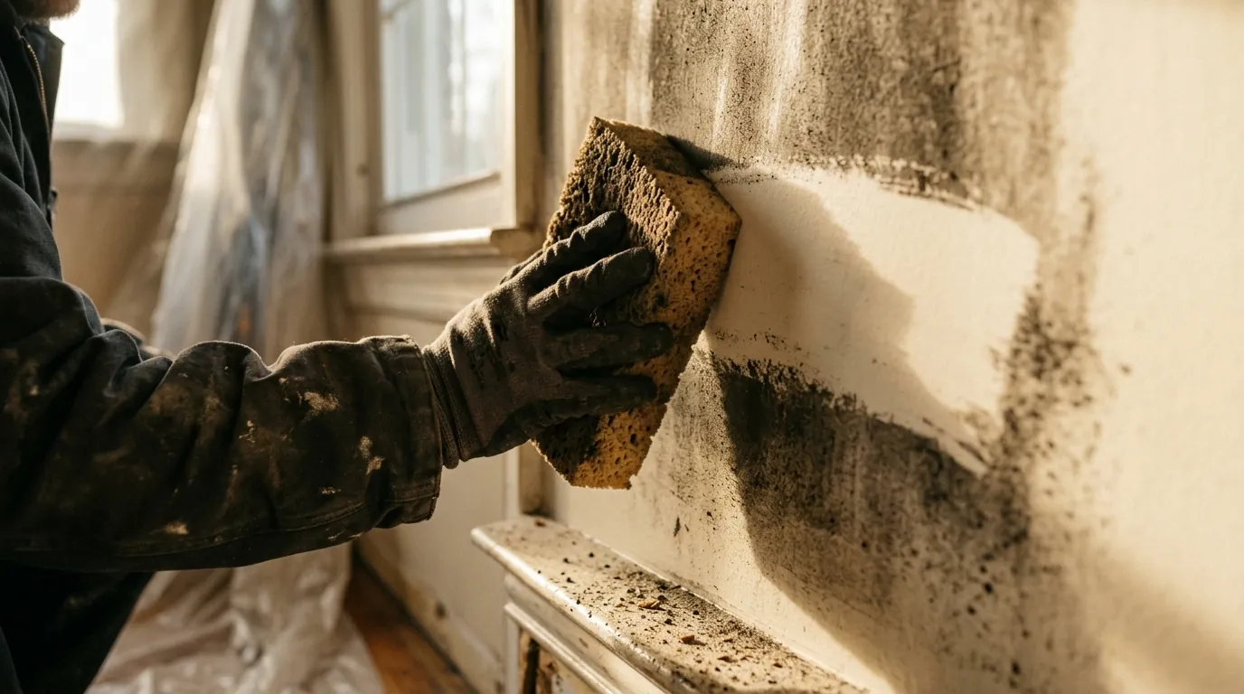 Dry Sponge Cleaning on a Charlotte soot removal job