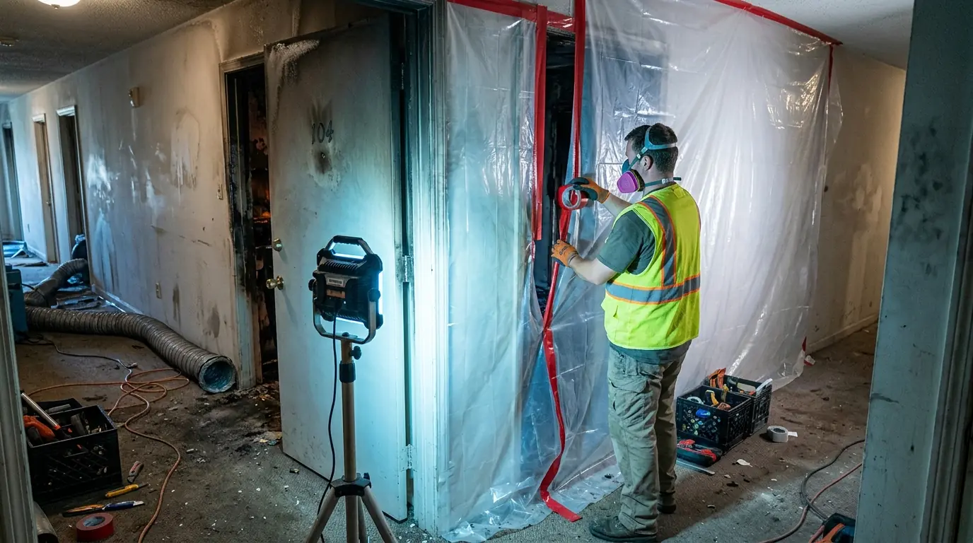 Isolating the Origin Unit on a Charlotte apartment & multifamily fire restoration job