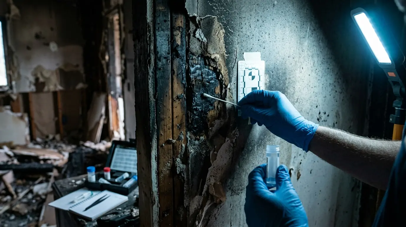 Residue Type Testing on a Charlotte fire damage assessment & documentation job