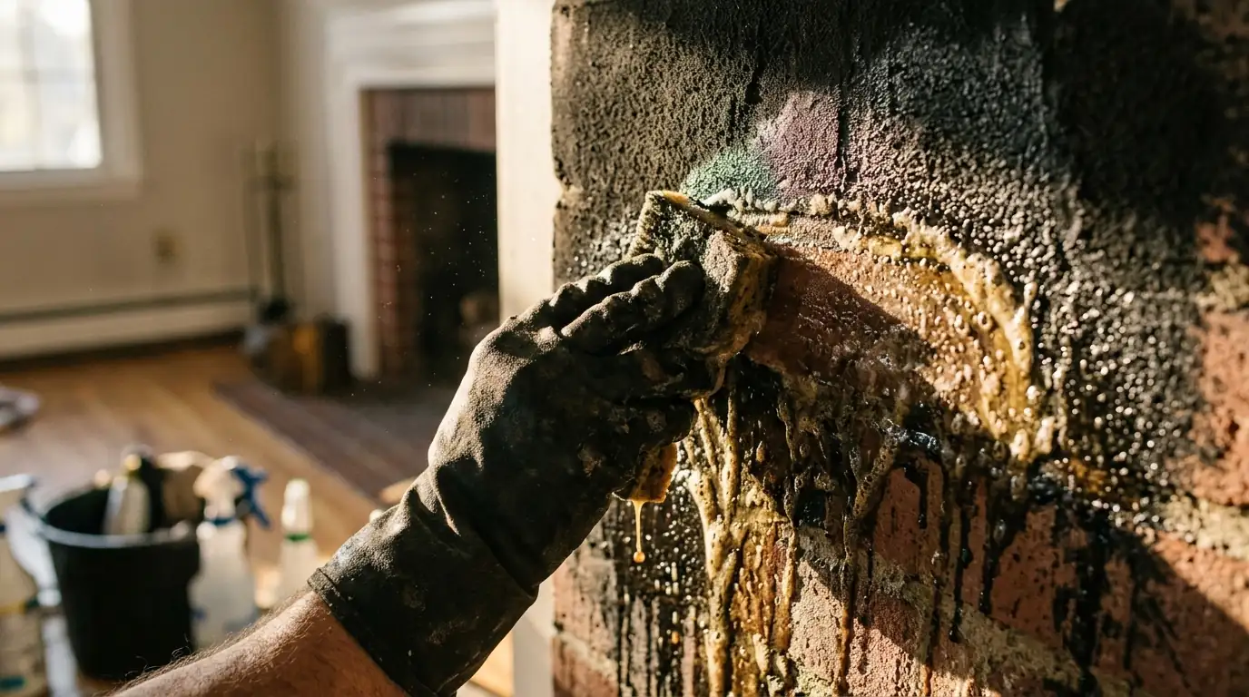 Oily Soot Degreasing on a Charlotte soot removal job