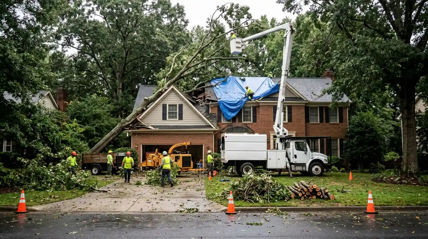 Storm Damage Restoration in a Charlotte home